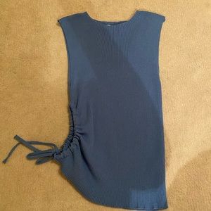 Zara Cut Out Knit Top Blue
